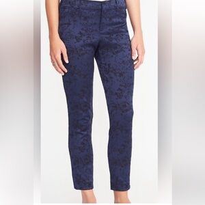 Navy Floral Patterned Pants